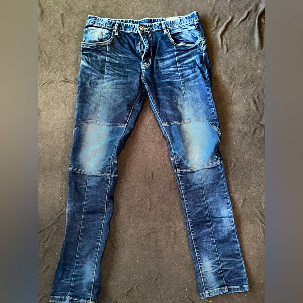 FLX JNS Smoke Rise Blue Jean Pant 38X34 Active Stretch 360 Comfort Slim Tapered